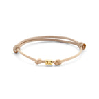 Armband satinbeige 13 - 26 cm 14K Gold mit Kautschuk/Nylon/Leder