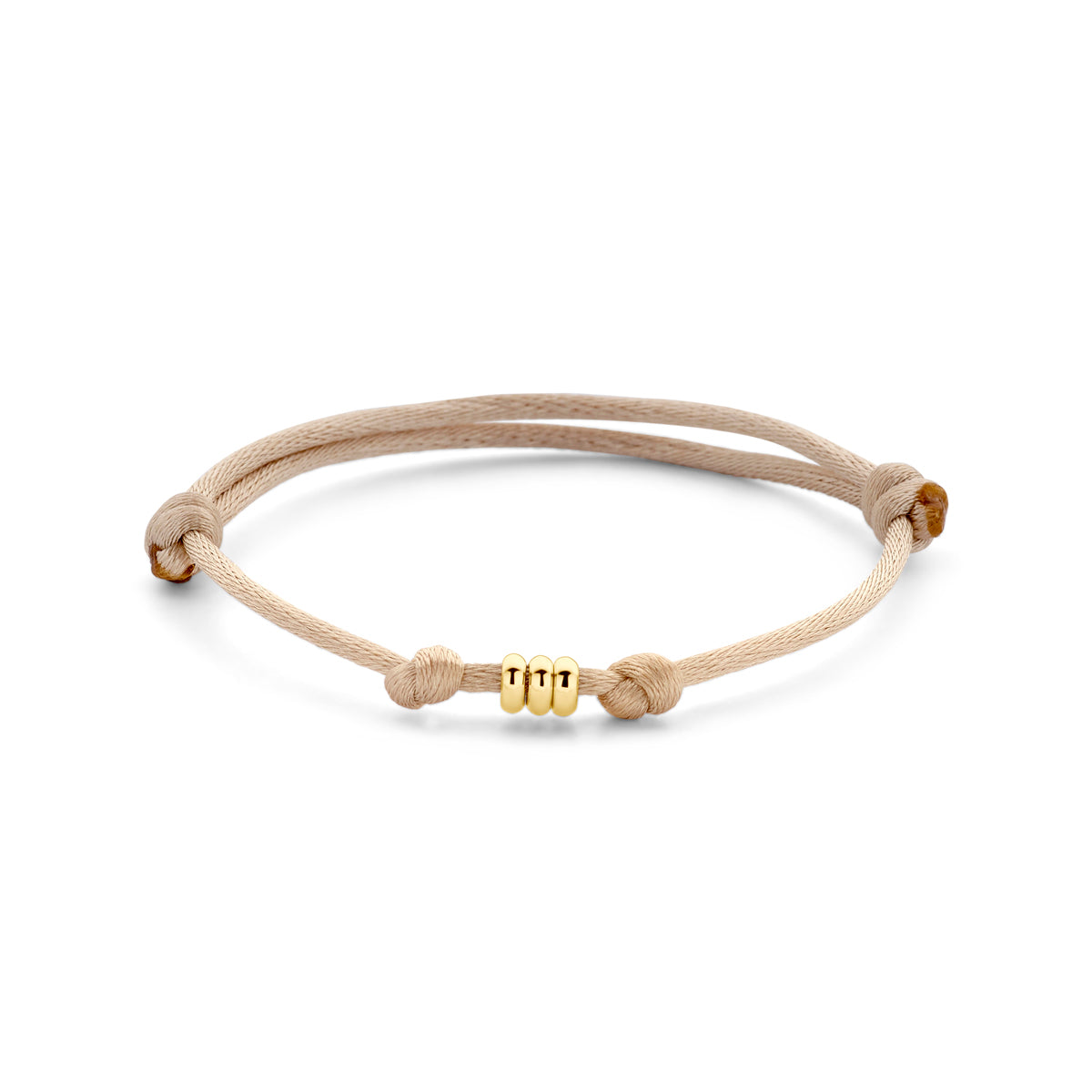 Armband satinbeige 13 - 26 cm 14K Gold mit Kautschuk/Nylon/Leder
