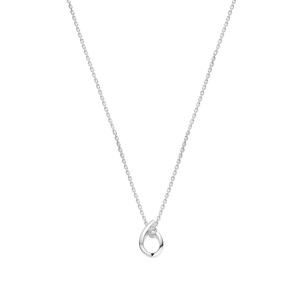 Halskette Tropfen Zirkonia 41 + 4 cm Silber rhodiniert