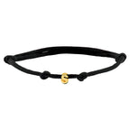Armband Satin schwarz Buchstabe 13 - 26 cm 14K Gold mit Gummi/Nylon/Leder