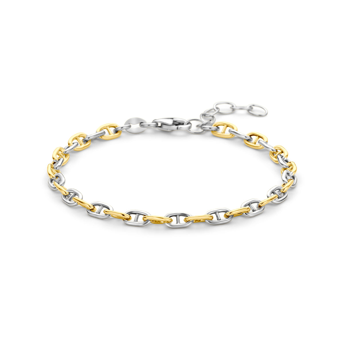 armband marine ronde buis 4,0 mm 16 + 3 cm 3 micron zilver verguld (geel/rhodium)