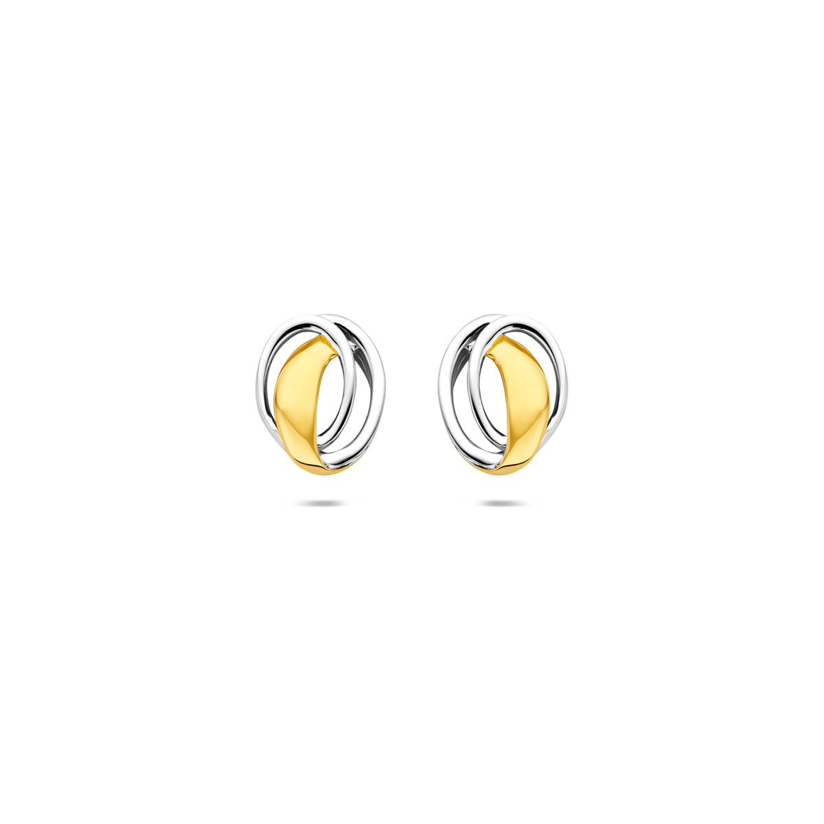 oorknoppen bicolor gestift 7,5 mm 14K geelgoud