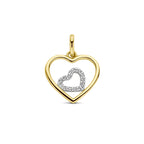 hanger hartjes zirkonia 14K bicolor goud geel/wit