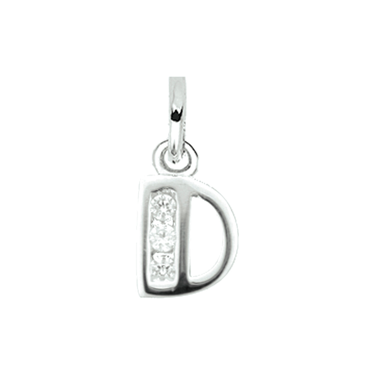 hanger letter zirkonia zilver gerhodineerd