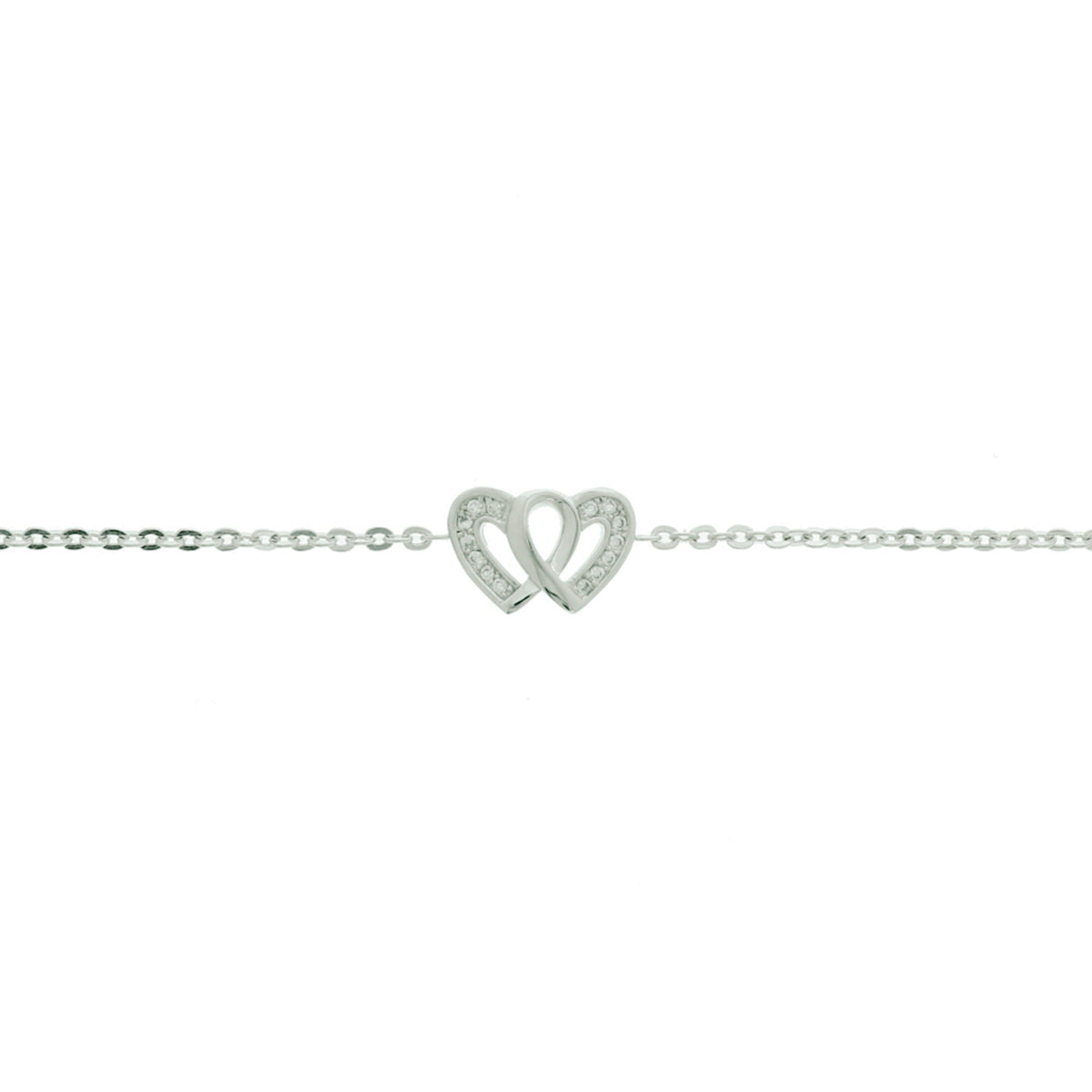 Armband Herz Zirkonia 16,5 + 2,5 cm Silber rhodiniert