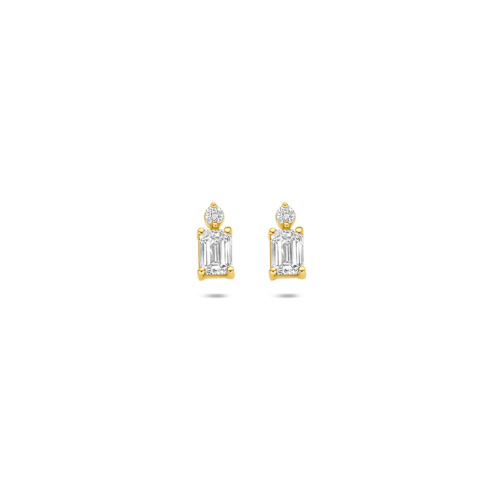 oorknoppen lab grown diamant 0.32ct (2x 0.16ct) g vs 6,5 mm 14K geelgoud