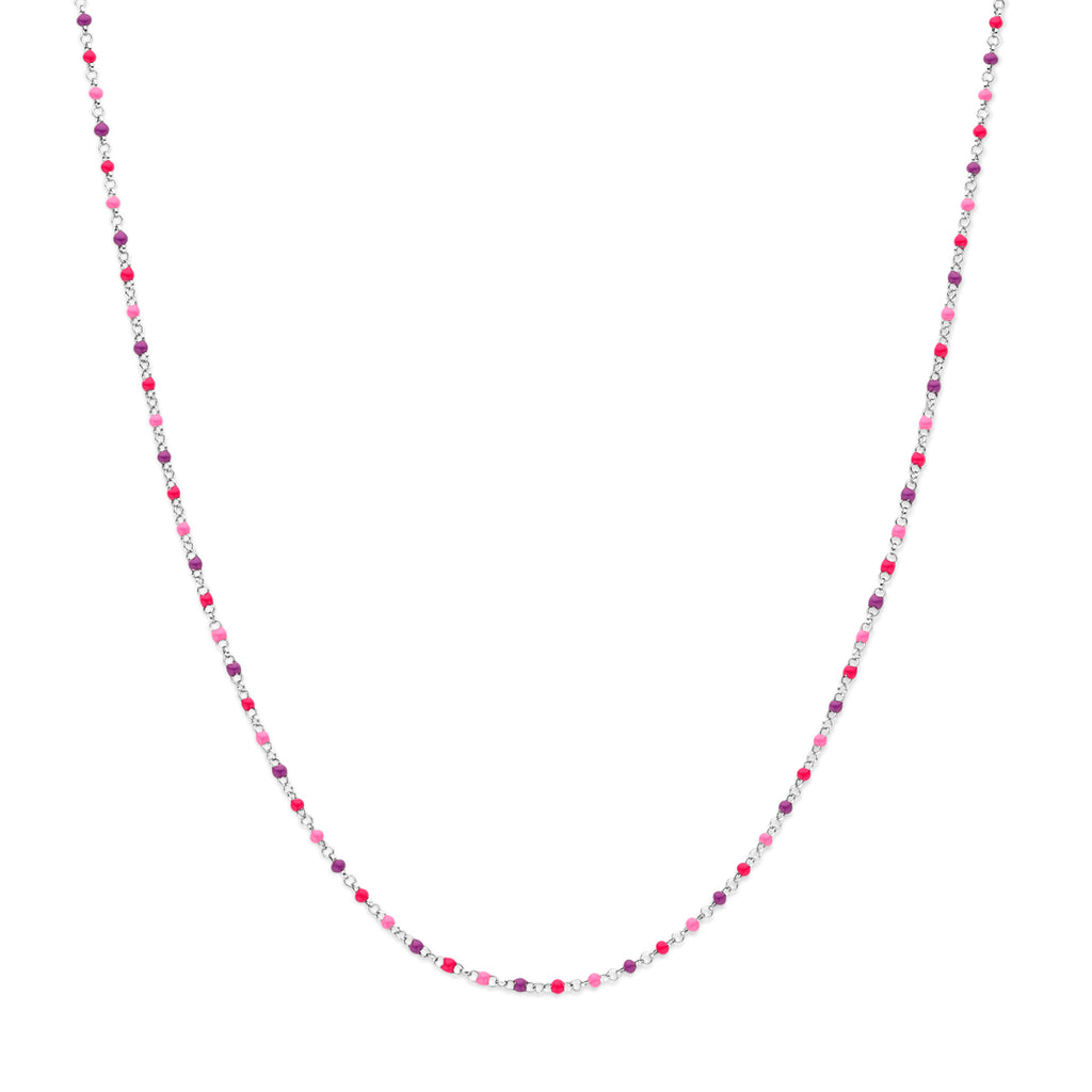 Halskette Kugeln aus farbigem Email 36 + 4 cm Silber rhodiniert