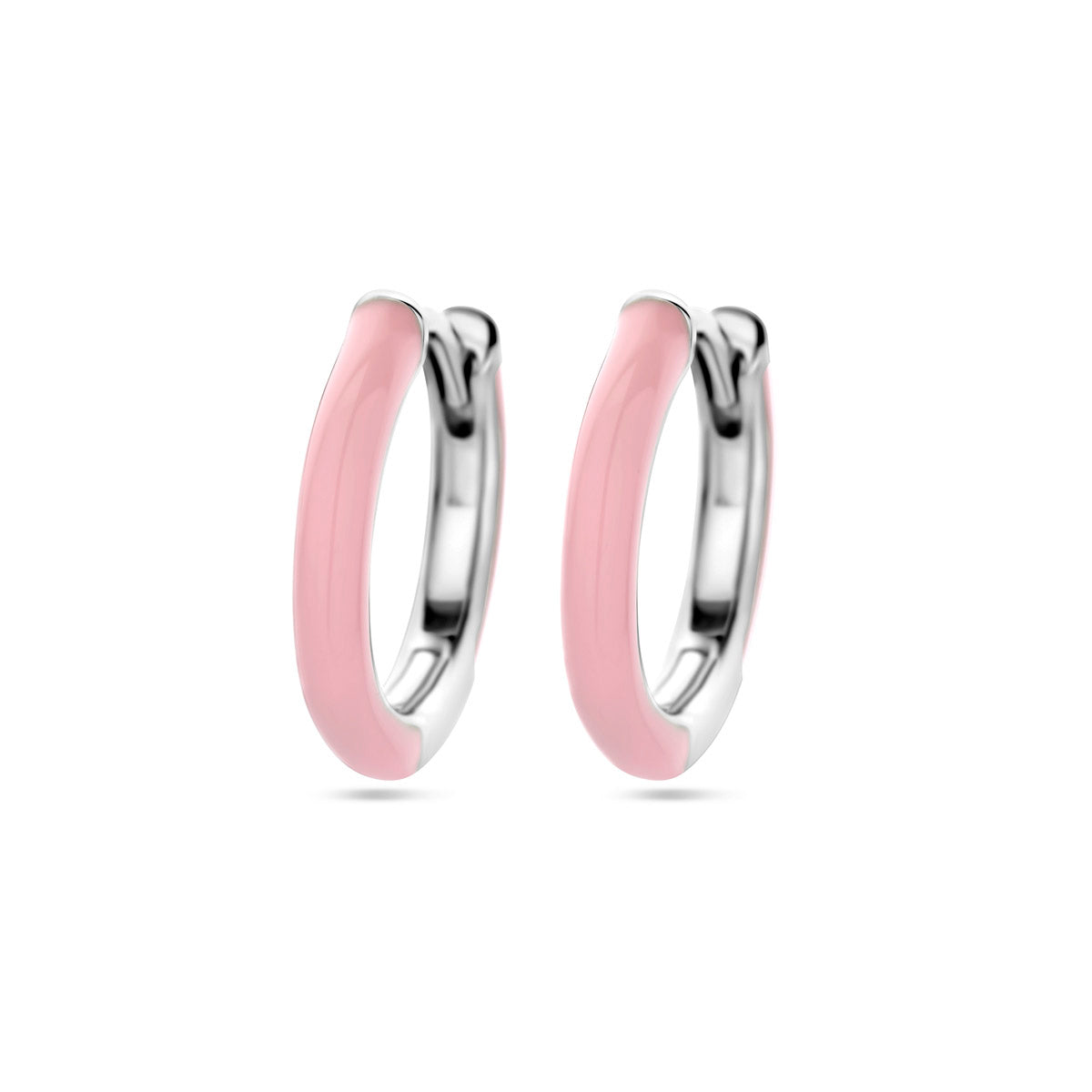 Ohrhänger rosa Emaille, Silber rhodiniert
