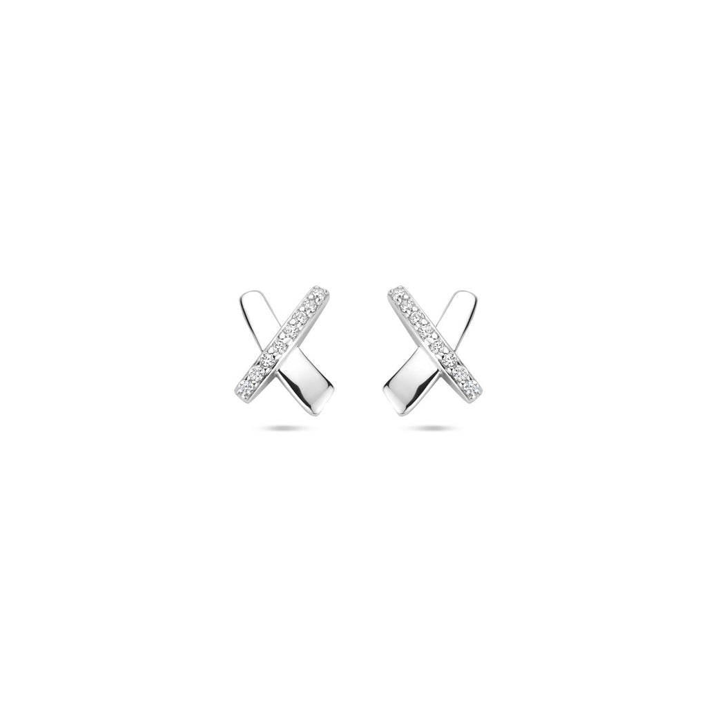 oorknoppen zirkonia 9 mm zilver gerhodineerd