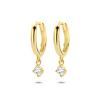 klapoorringen zirkonia 14K geelgoud