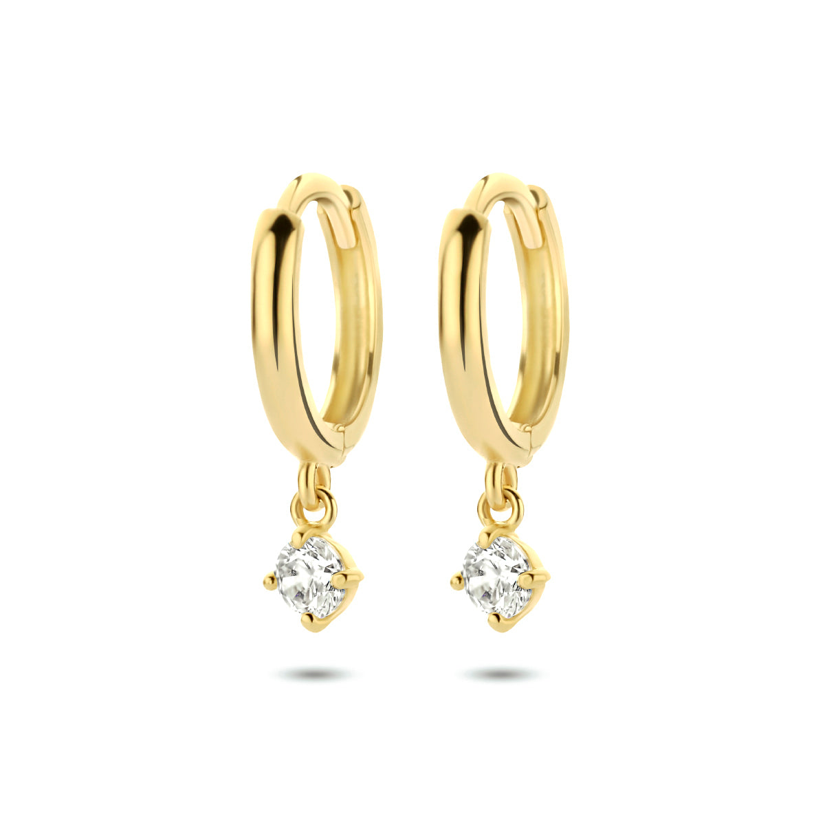 klapoorringen zirkonia 14K geelgoud