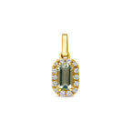 hanger groen amethist en lab grown diamant 0.08ct f vs 7,5 mm 14K geelgoud