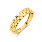 ring schakel poli/mat 14K geelgoud - schakelmotief