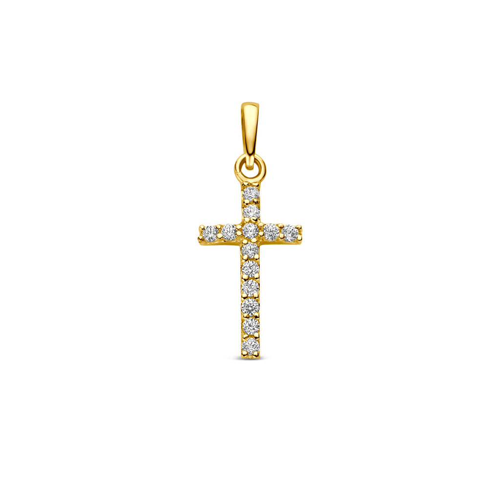 9k Anhänger Kreuz Zirkonia 13,5 mm 9K Gelb
