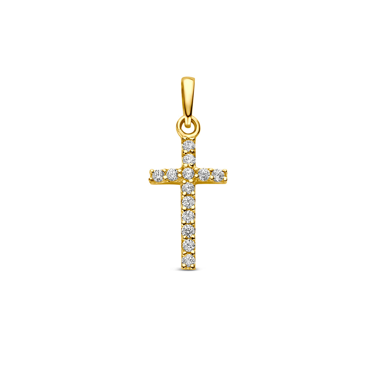 9k Anhänger Kreuz Zirkonia 13,5 mm 9K Gelb