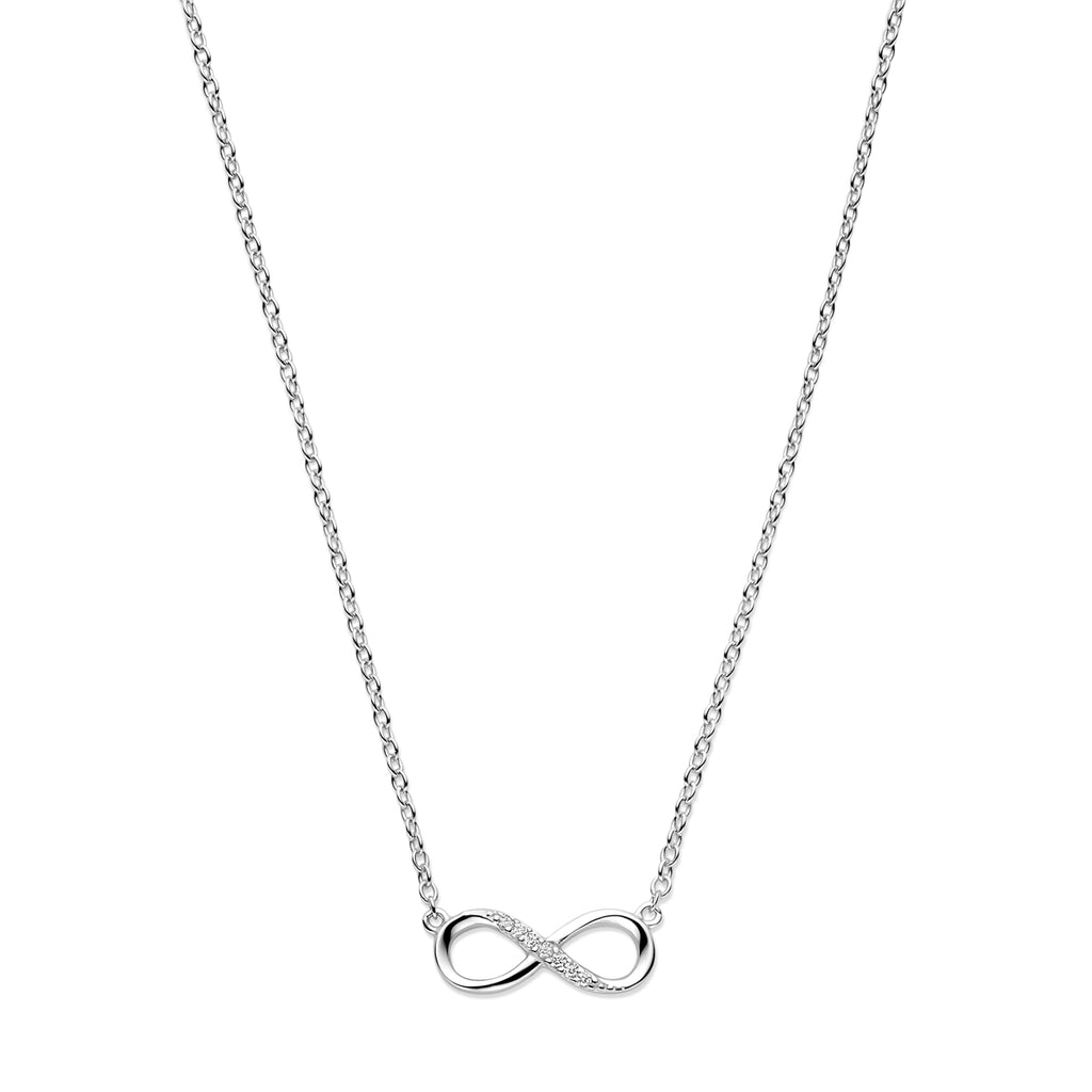 Halskette Infinity Zirkonia 41 + 4 cm Silber rhodiniert