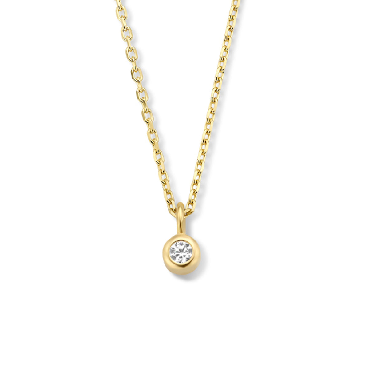 Halskette Zirkonia 41 + 3 cm 14K Gelbgold