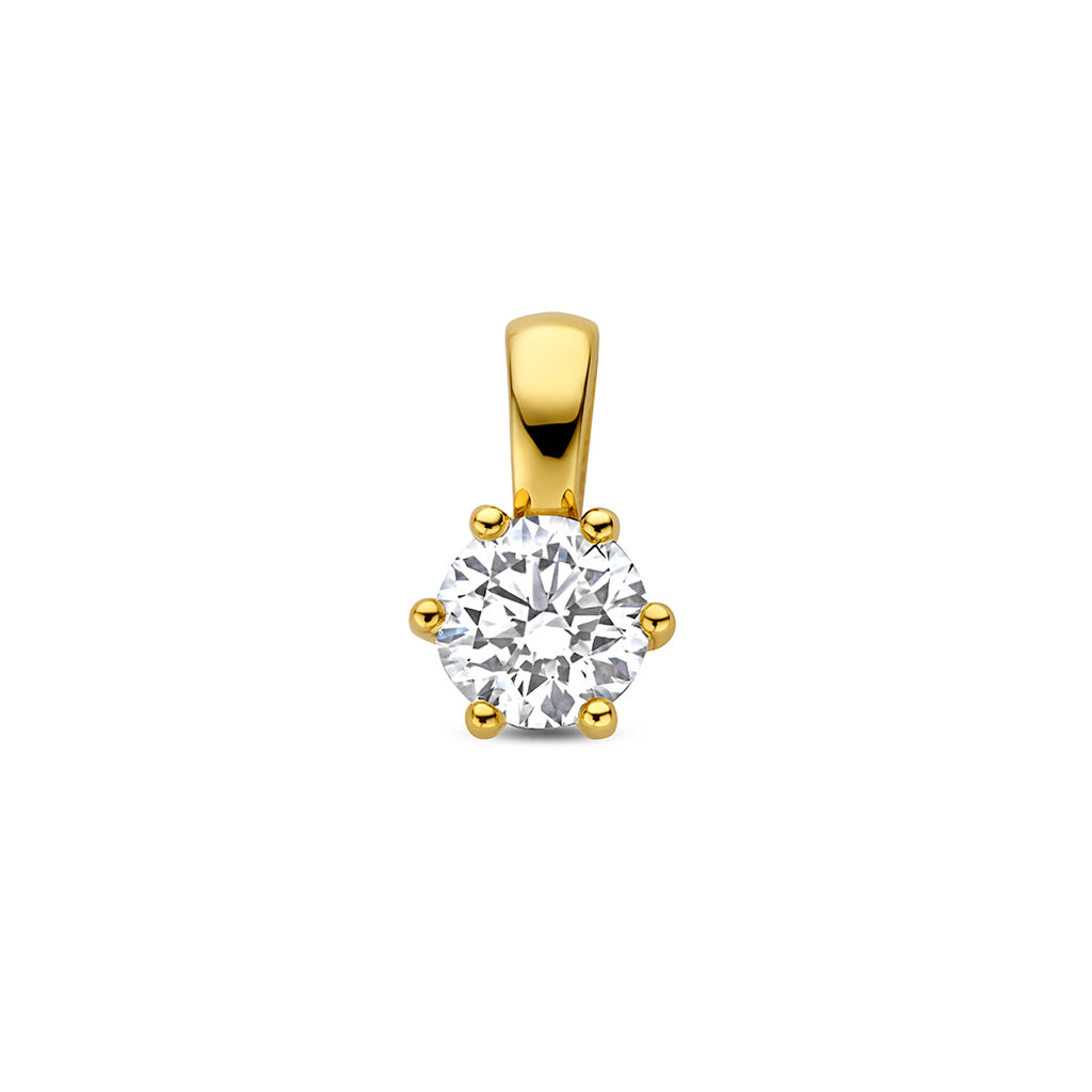 hanger lab grown diamant 0.75ct f vs 12,5 mm 14K geelgoud