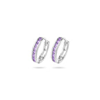 Klappcreolen lila Zirkonia 12,5 mm Silber rhodiniert