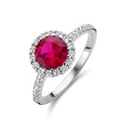 Ring Zirkonia Korund Halo Silber rhodiniert