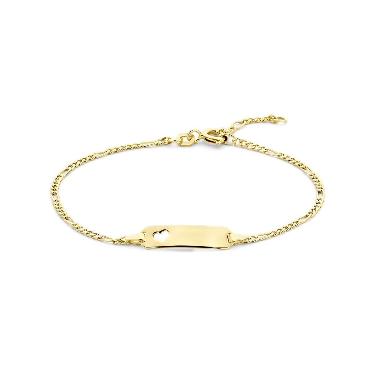 graveerarmband hart plaat 5,3 mm 15,5 - 19 cm 14K geelgoud - rechthoek