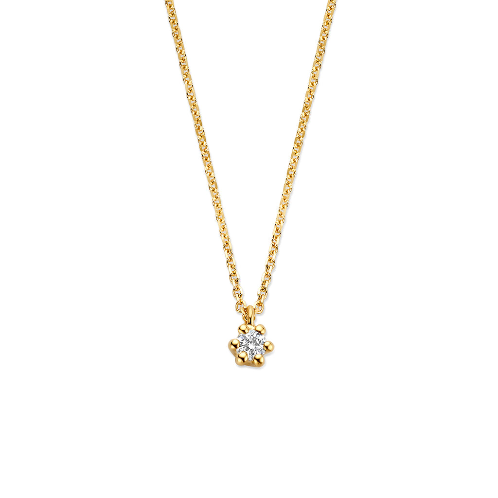 Halskette Lab Grown Diamant 0.05ct G VS 40 - 42 - 44 cm 14K Gelbgold