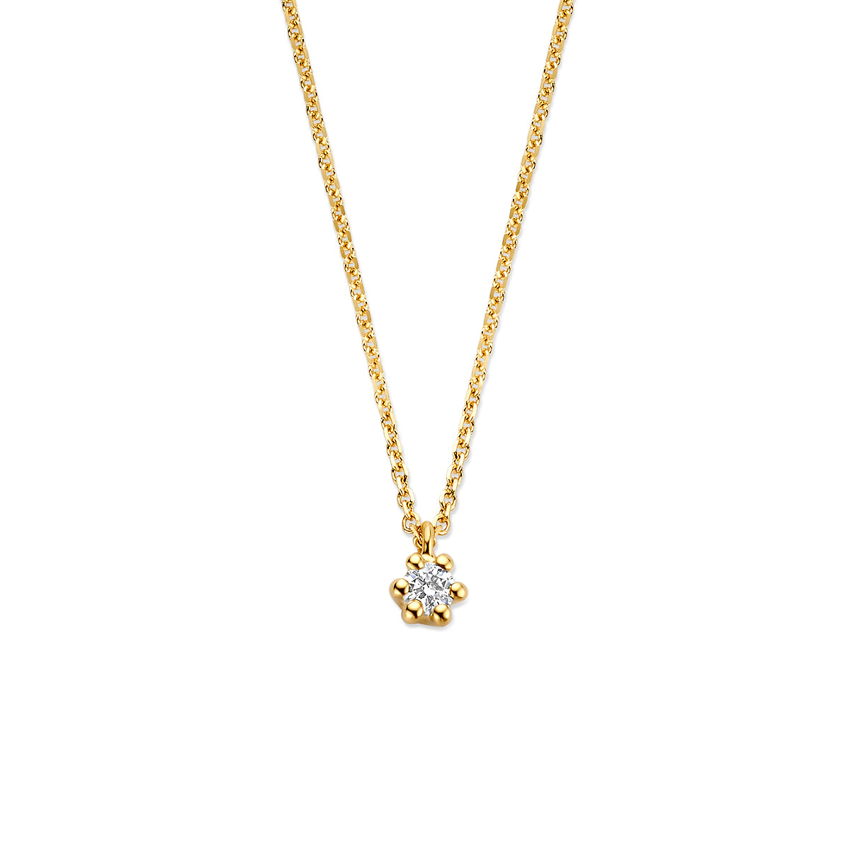 Halskette Lab Grown Diamant 0.05ct G VS 40 - 42 - 44 cm 14K Gelbgold