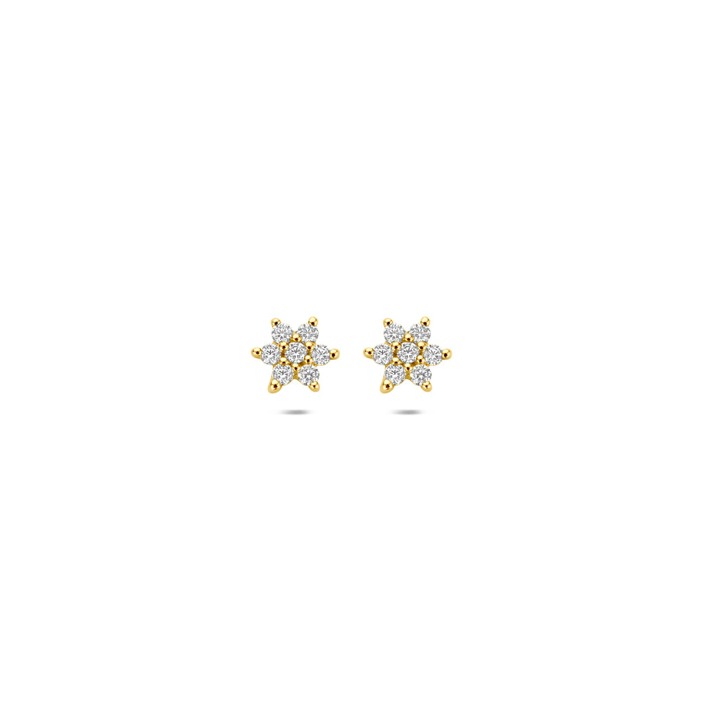 9k oorknoppen zirkonia 4,5 mm 9K geel