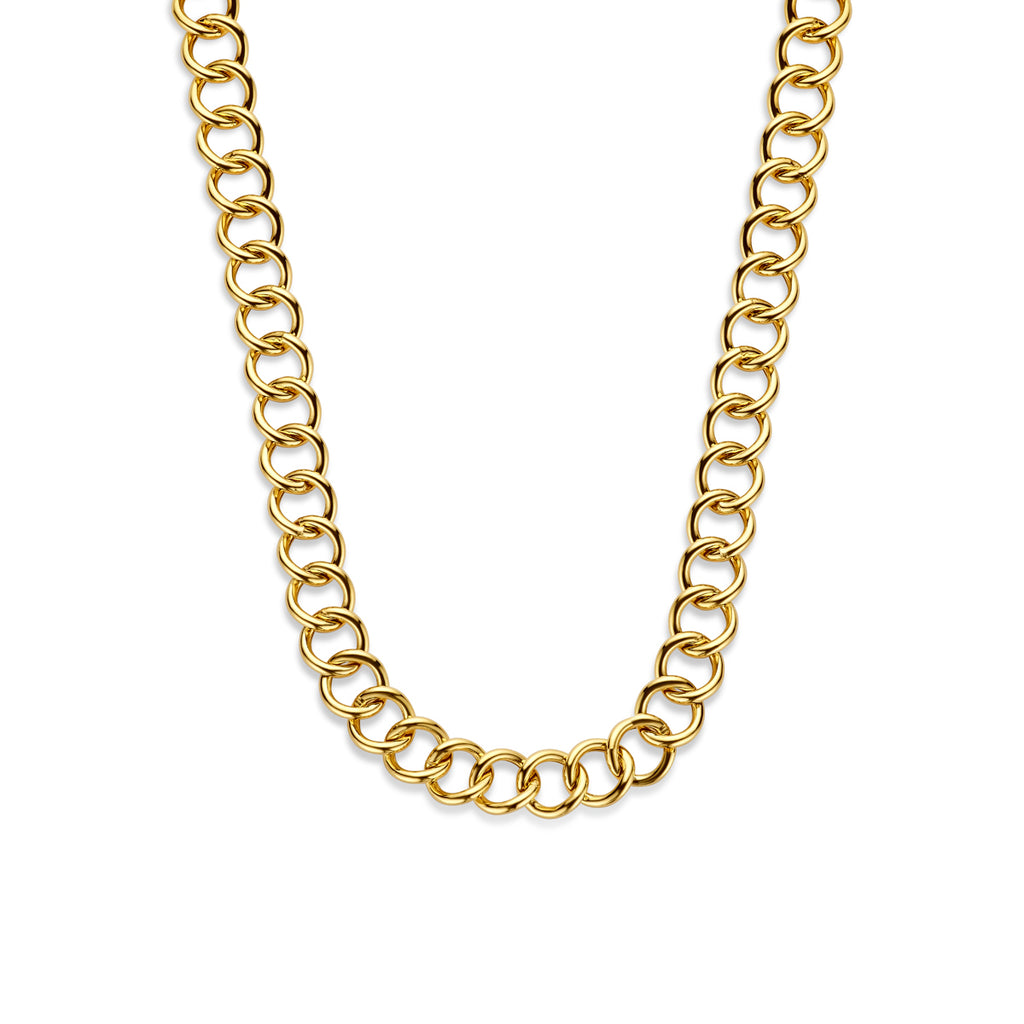 Halskette Gourmet 13,5 mm 42 + 3 cm 3 Mikron Silber vergoldet (gelb)