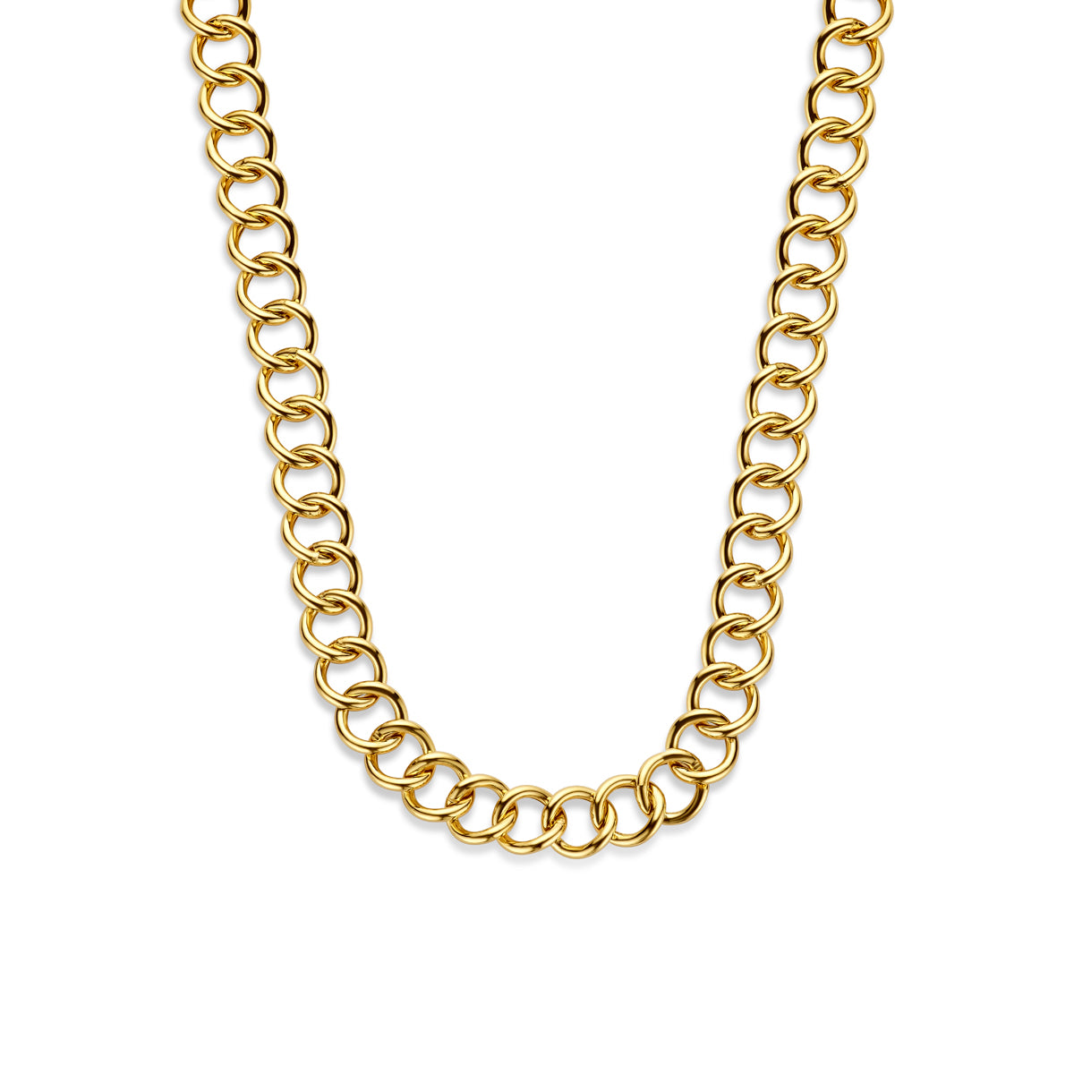 Halskette Gourmet 13,5 mm 42 + 3 cm 3 Mikron Silber vergoldet (gelb)