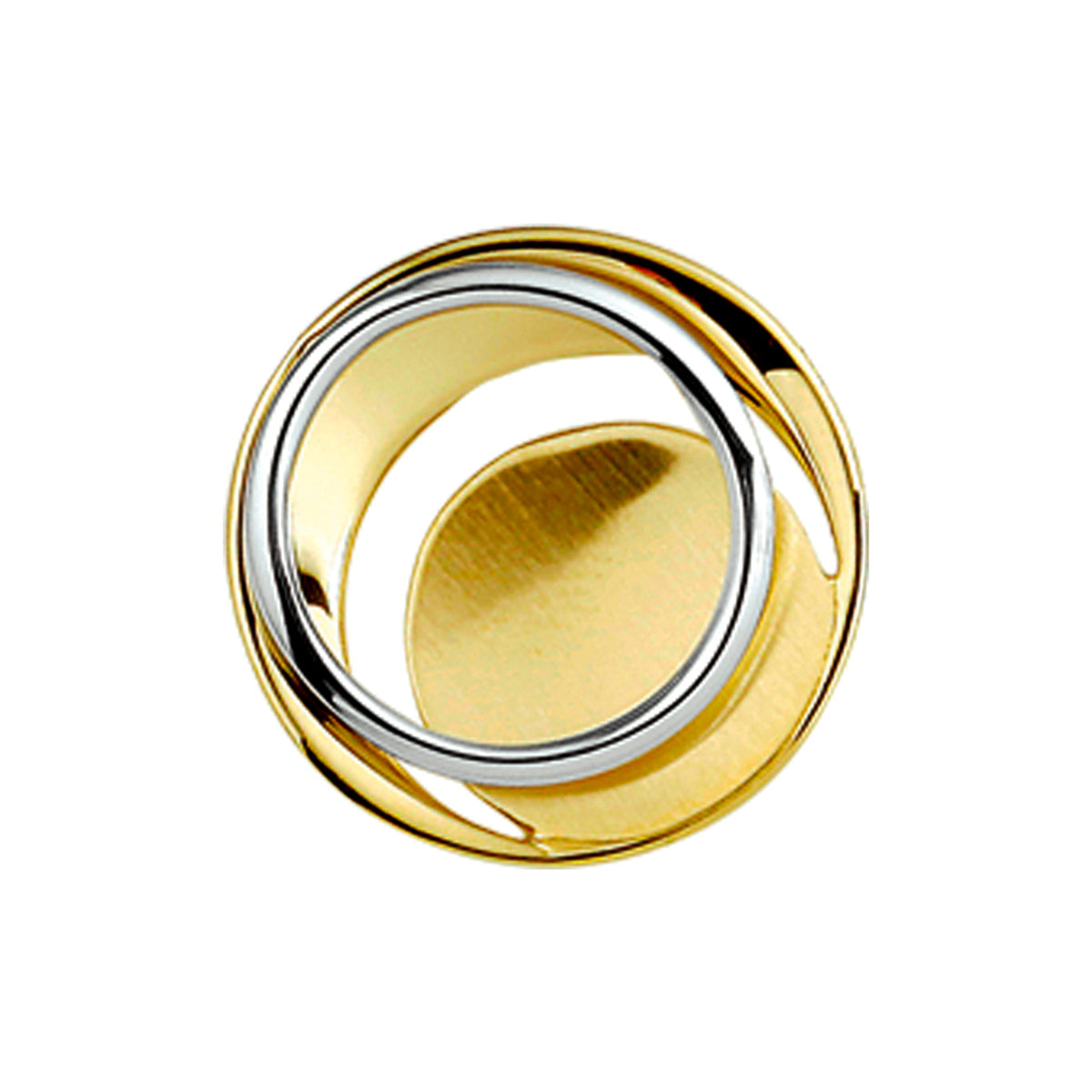hanger poli/mat 14K bicolor goud geel/wit - rond