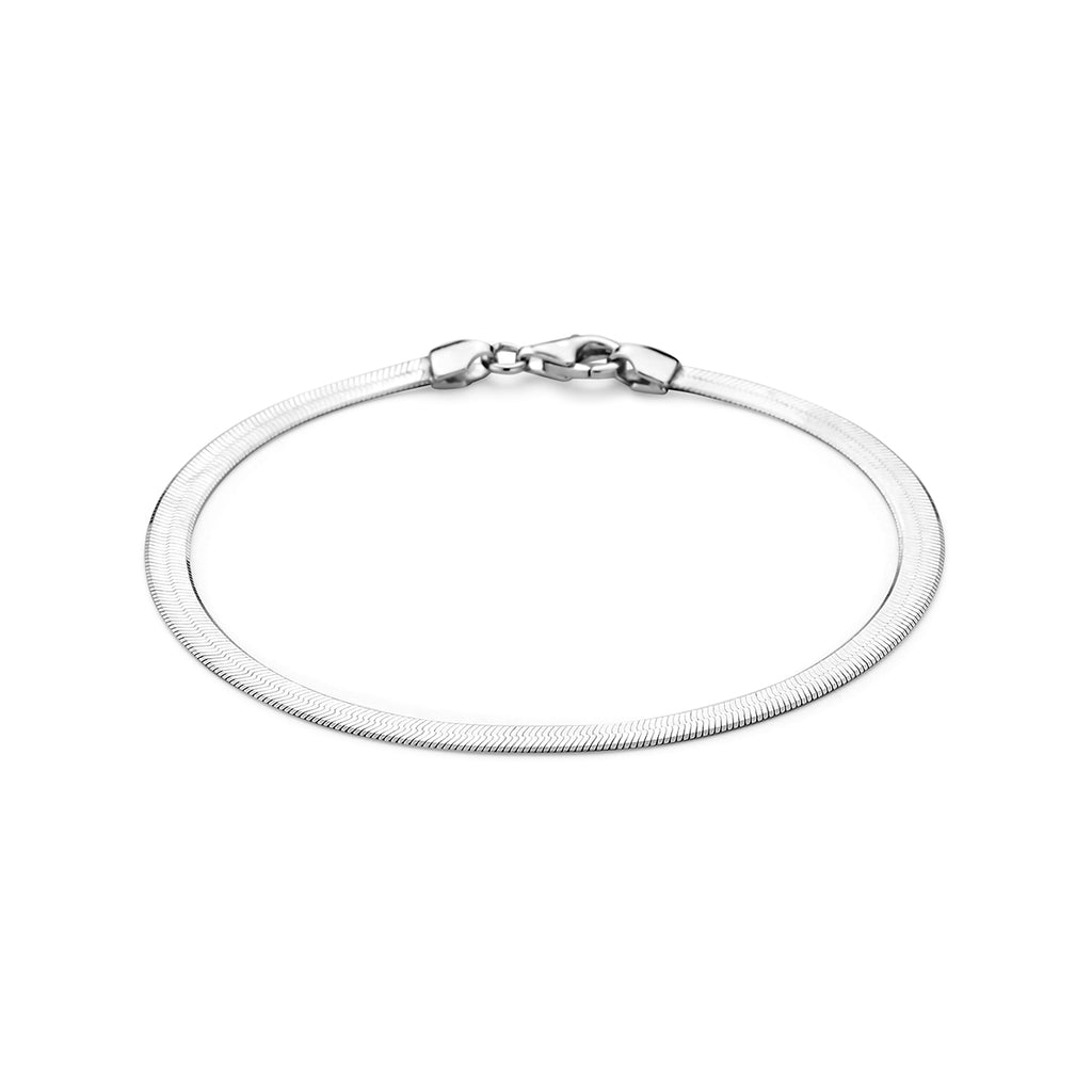 armband slang plat 3,6 mm 18,5 cm zilver gerhodineerd