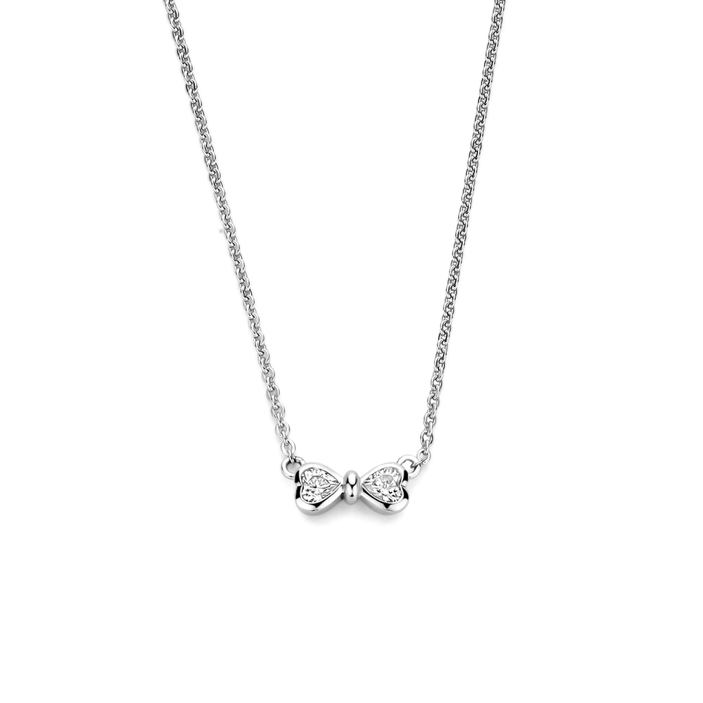 Kette Schleife Zirkonia 42 - 45 cm Silber rhodiniert