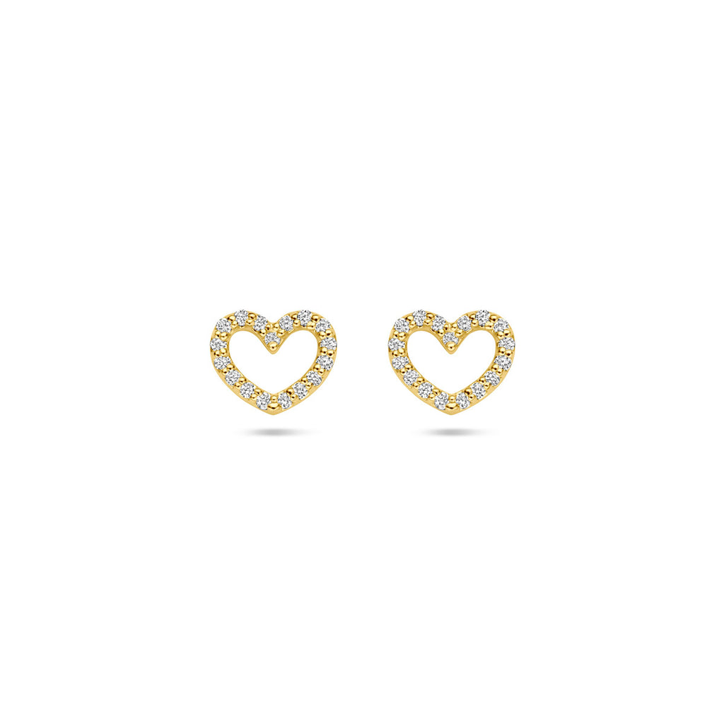 oorknoppen hartje lab grown diamant 0.19ct (2x 0.095ct) g vs 6,5 mm 14K geelgoud