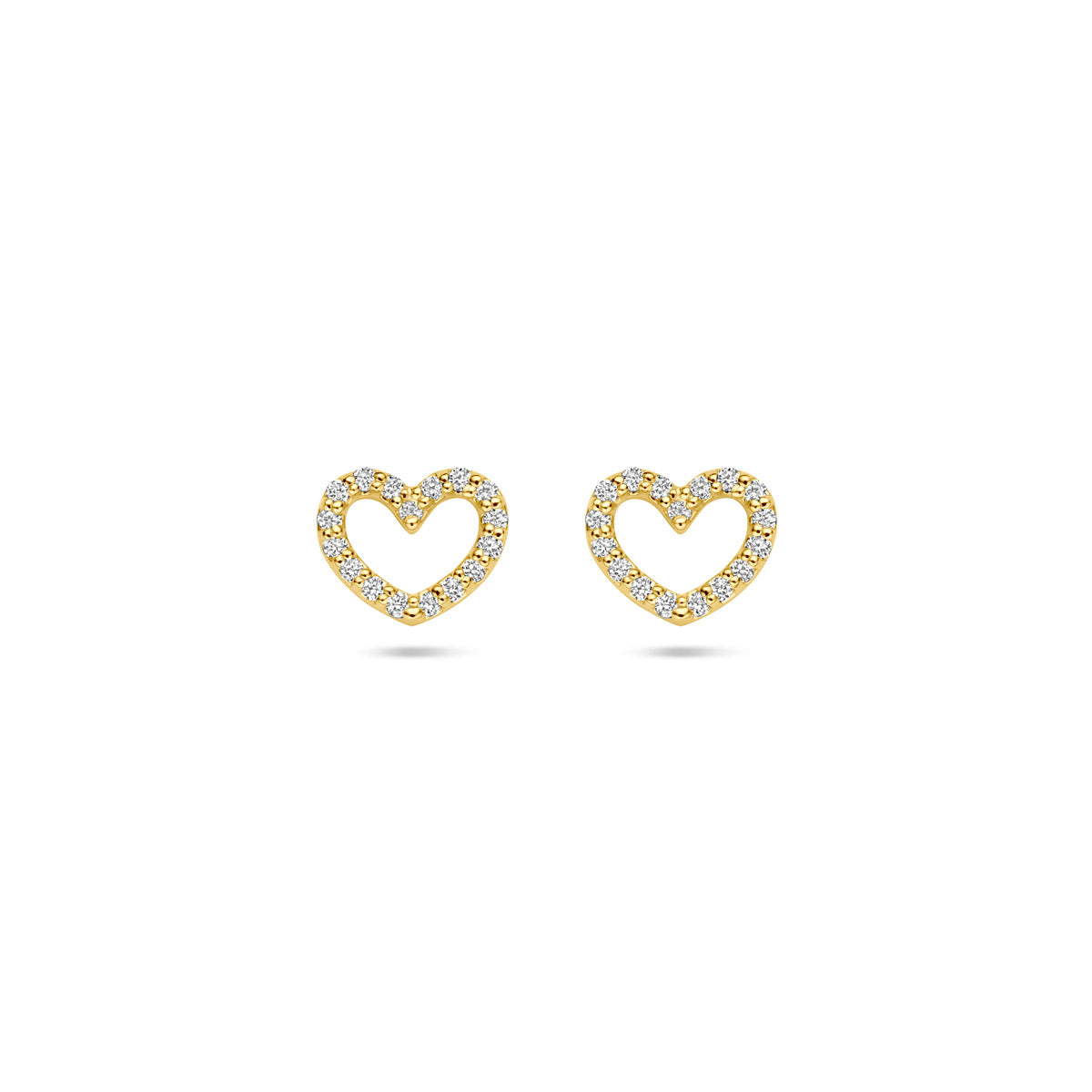 oorknoppen hartje lab grown diamant 0.19ct (2x 0.095ct) g vs 6,5 mm 14K geelgoud