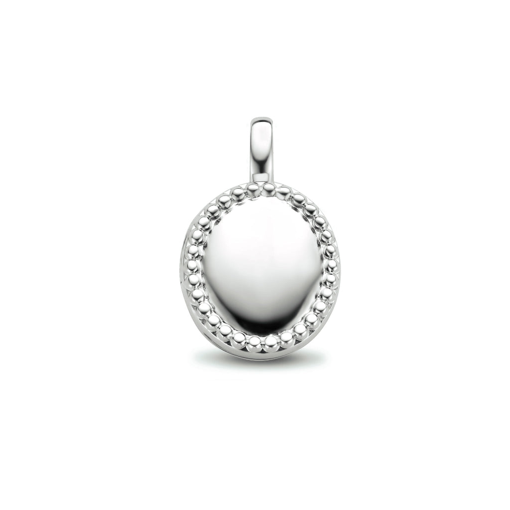 medaillon ovaal bolletjes zilver gerhodineerd