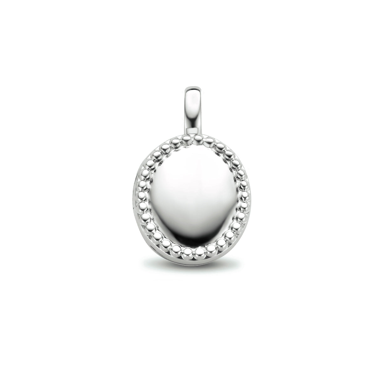 medaillon ovaal bolletjes zilver gerhodineerd