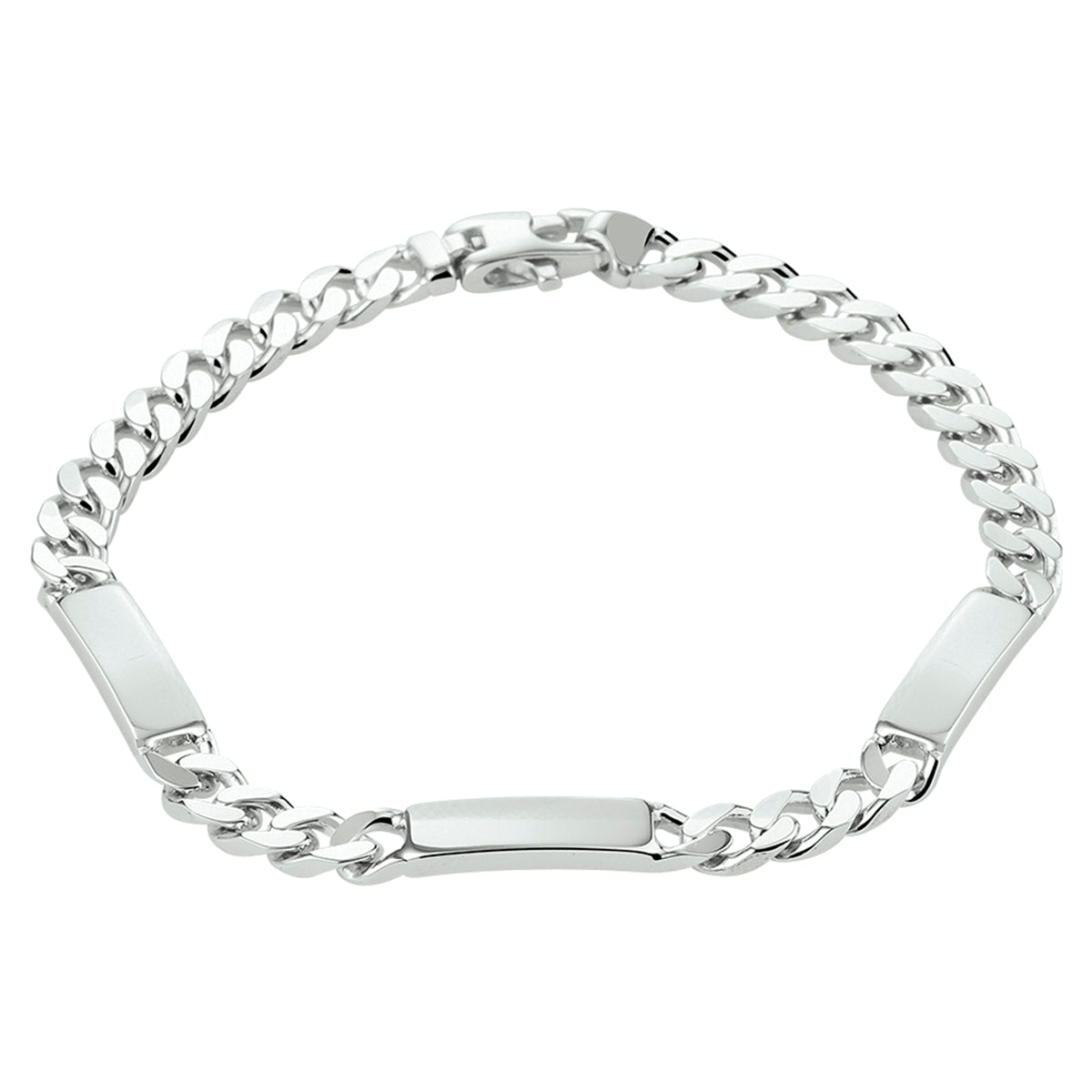 Gravurarmband Gourmet-Kette 6-seitig geschliffene Platte 5,0 mm rhodiniertes Silber