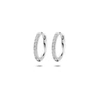 Klappcreolen Zirkonia 15 mm Silber rhodiniert