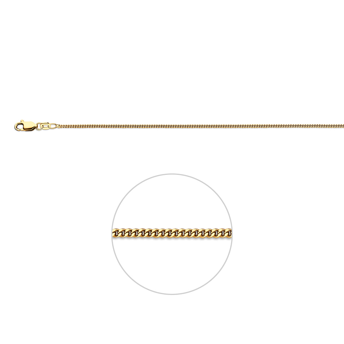 gourmette 1,4 mm 3 micron zilver verguld (geel)