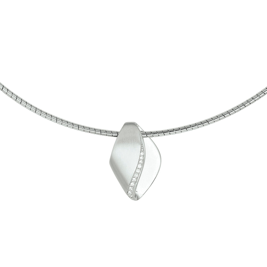 Halskette Zirkonia Poly/matt 42 + 3 cm Silber rhodiniert
