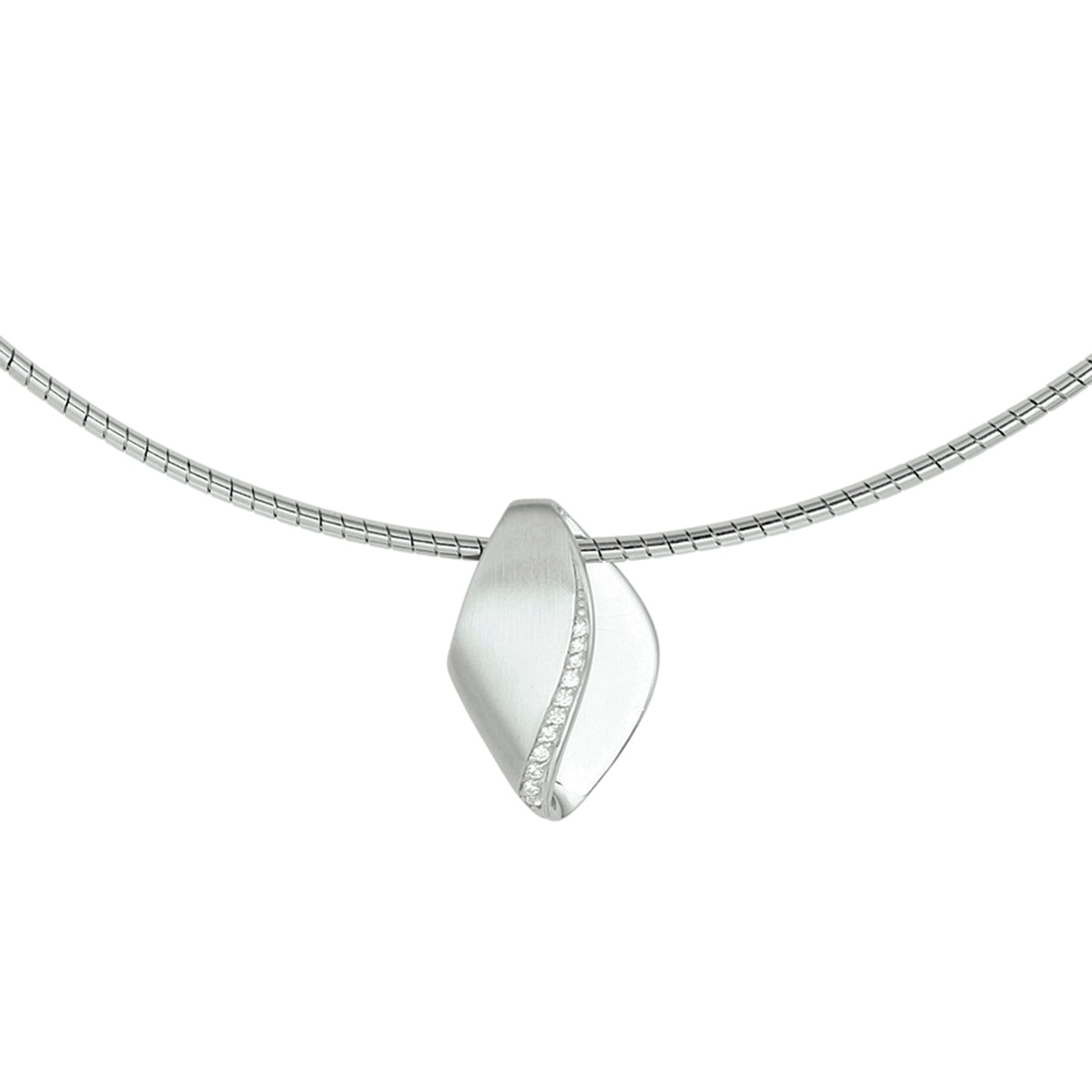 Halskette Zirkonia Poly/matt 42 + 3 cm Silber rhodiniert