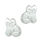 Ohrstecker Katze silber weiß