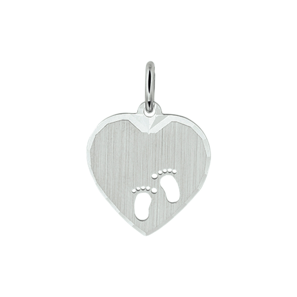 hanger hart en voetjes poli/mat zilver gerhodineerd