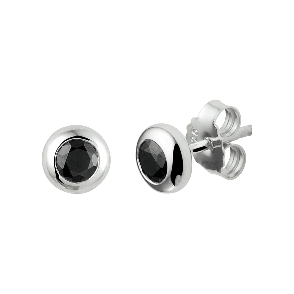 Ohrstecker schwarz Zirkonia Silber rhodiniert