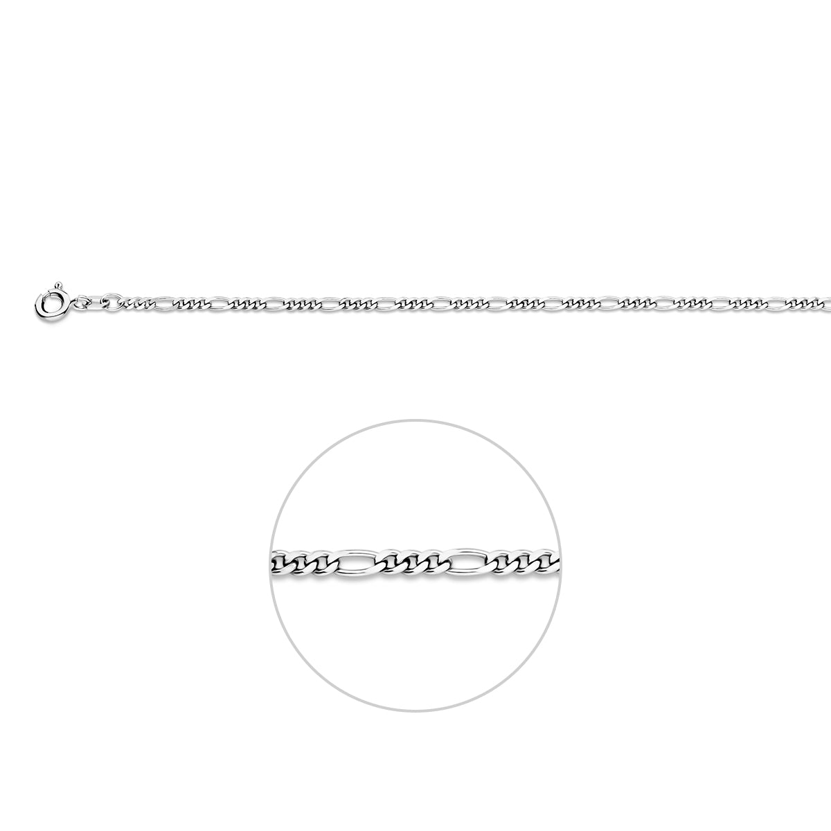 figaro 2,2 mm zilver gerhodineerd