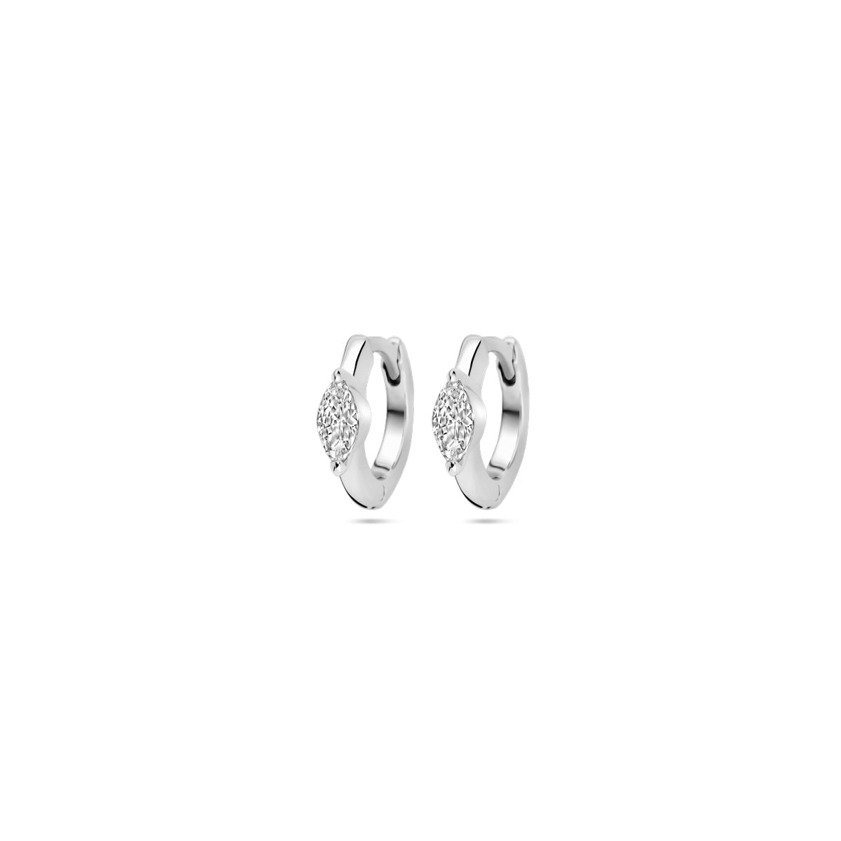 klapoorringen zirkonia 10 mm zilver gerhodineerd