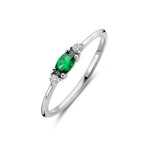 ring wit en groen zirkonia zilver gerhodineerd