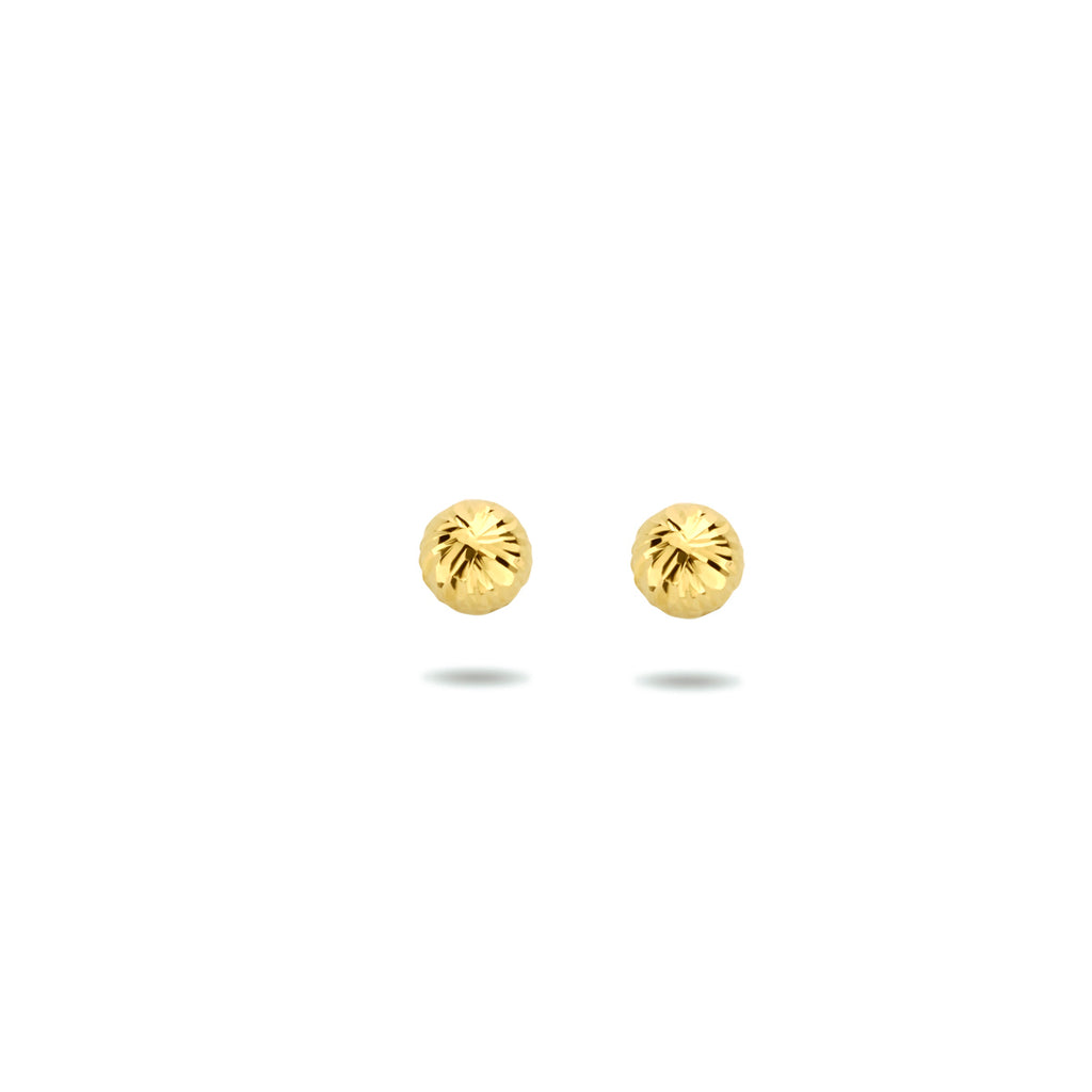oorknoppen bolletje gediamanteerd 14K geelgoud