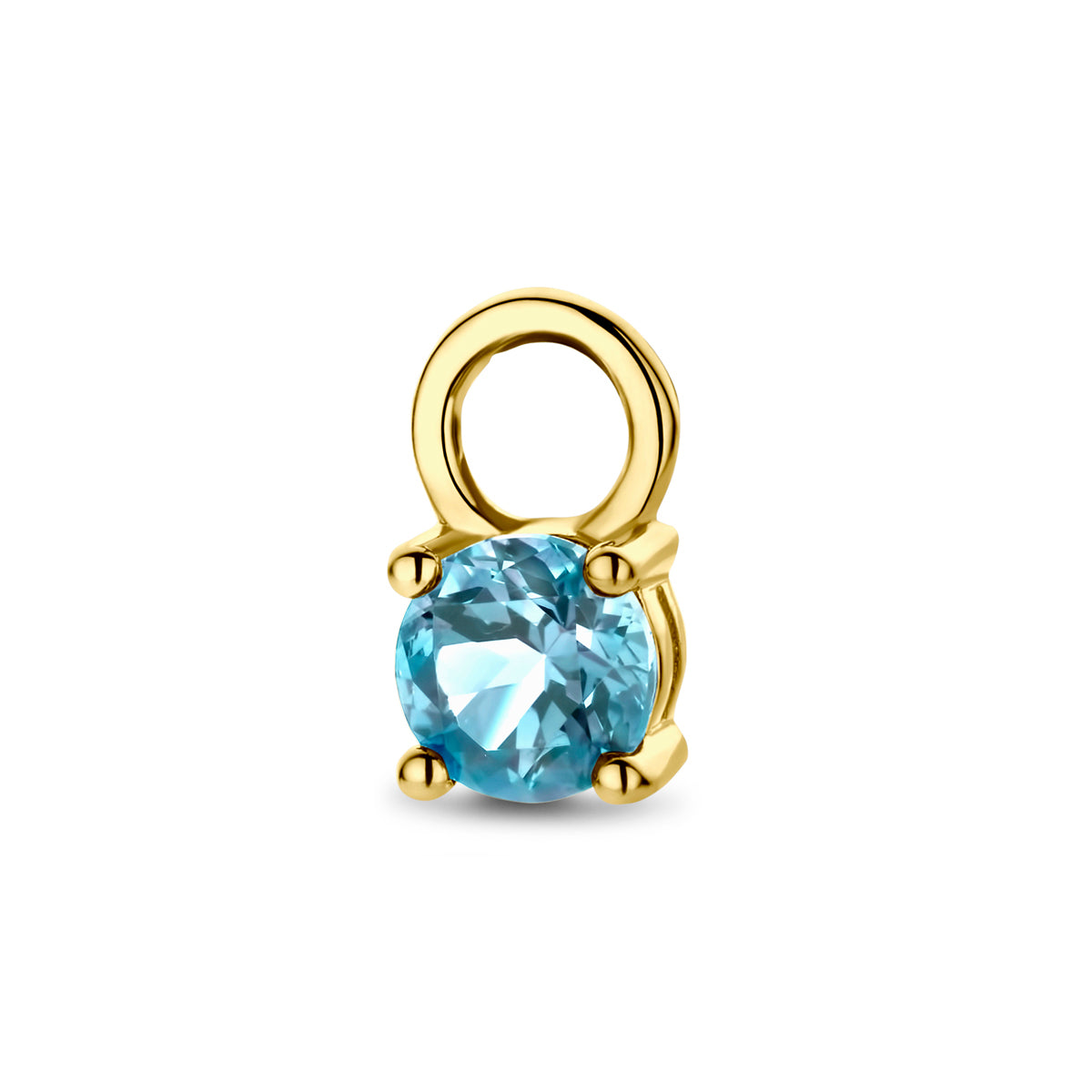 oorringhanger blauw topaas per stuk 14K geelgoud